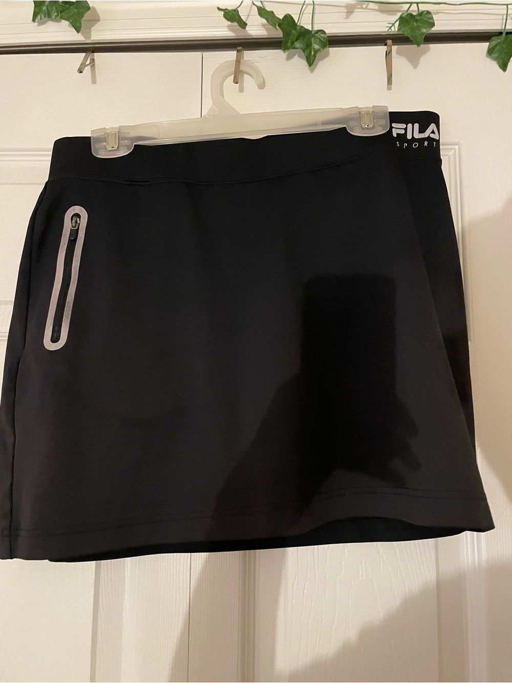Fila Black Sport Leggings with Reflective Logo and Red Trim